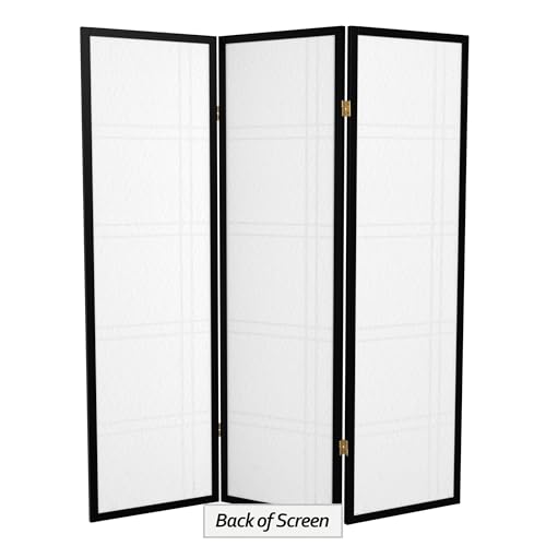 Red Lantern 5 ft. Tall Double Cross Shoji Screen - Black - 3 Panels Red Lantern