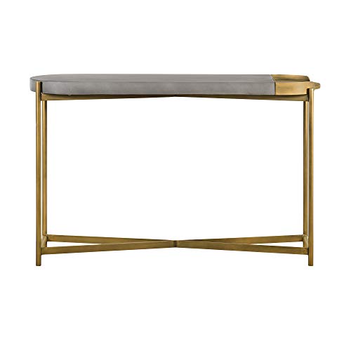 Armen Living LCDUCNCC Dua Grey Concrete Console Table with Antique Brass Armen Living