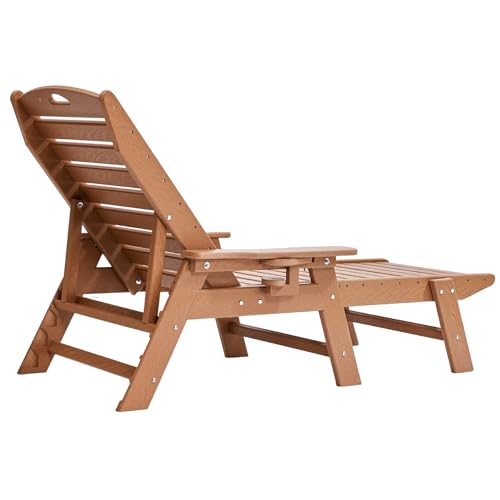 VEVOR Chaise Lounge Chair, 450 lbs Weight Capacity, Adjustable Patio Lounge Chair for Outdoor with 6 Positions Backrest, HDPE Lounge Chair with Cup Holder for Pool Poolside Deck Backyard Lawn, Brown VEVOR