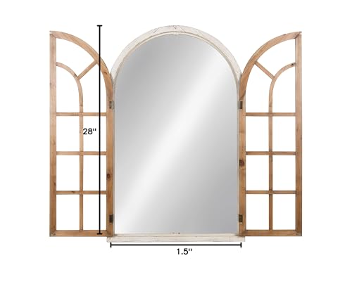 Kate and Laurel Boldmere Large Traditional Wood Windowpane Arch Mirror, 28x44, Rustic Brown and White Kate and Laurel
