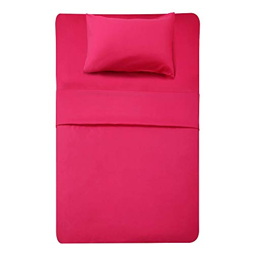 Best Season 3 Piece Bed Sheet Set (Twin,Hot Pink) 1 Flat Sheet,1 Fitted Sheet and 1 Pillow Cases,100% Super Soft Brushed Microfiber 1800 Luxury Bedding,Deep Pockets &Wrinkle,Fade Resistant Best Season