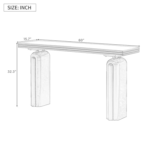 LXBB 60" Chic, Elegant and Luxurious Console Table, Acacia Veneer Extra Long Entryway Table, Wooden Sofa Side Table for Entryway, Hallway, Living Room, Foyer, Corridor (Beige-04) LXBB