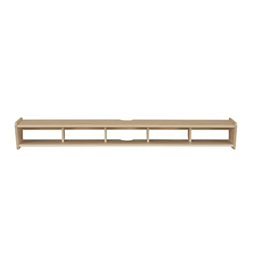 Walker Edison Zee Modern Floating Mounted Minimalist Stand for TVs up to 70 Inches, 65 Inch, Coastal Oak Walker Edison