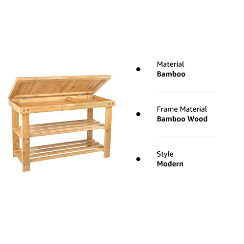 BAMBUROBA Shoe Rack Storage Bench Bamboo Organizer Entryway Organizing Shelf with Storage Drawer on Top (Natural) BAMBUROBA