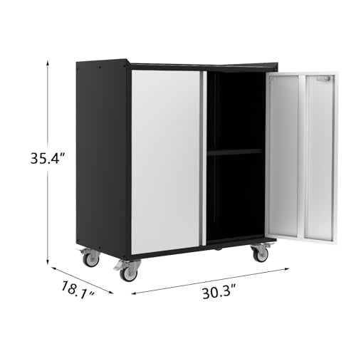 IDEALHOUSE 46" Rolling Garage Storage Cabinet with Locking Doors - Heavy-Duty Metal Shelving Unit, Mobile Tool Organizer for Home Office Workshop Organization IDEALHOUSE