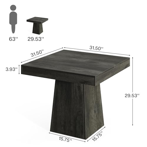 Tribesigns Square Dining Table for 4, 31.5-Inch Small Kitchen Table with Sturdy Pedestal Base, Farmhouse Dinner Table for Dining Room, Living Room, Kitchen (Gray) Tribesigns