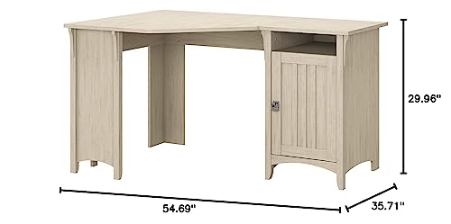 Bush Furniture Salinas 55 Inch W Corner Desk with Storage Cabinet, Antique White (SAD155AW-03) Bush Business Furniture