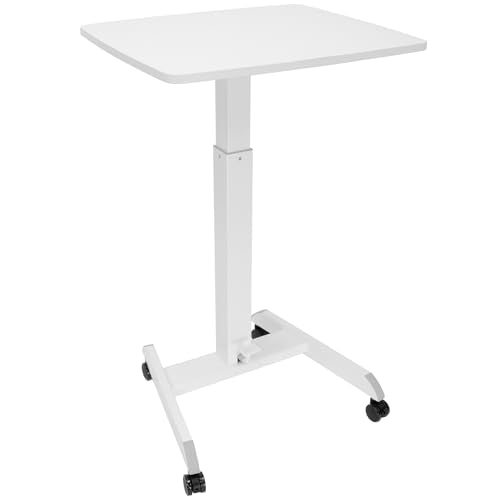 Mount-It! Adjustable Rolling Laptop Desk, Mobile Standing Desk with Wheels, Small Sit-Stand Computer Cart for Home, Office, or Classroom, 29.6–44.2" Height, 23.6"x20.5" Desktop, White Mount-It!