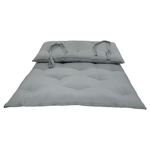 D&D Futon Furniture Traditional Japanese Floor Rolling Futon Mattress, Cotton Batting/Foam/Polyester Batting, Foldable Bed (Gray, 3 x 54 x 80 (in) Full Size) D&D Futon Furniture