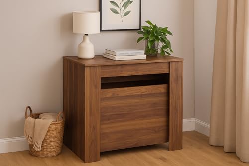 HOMBIX Extendable Dining Table, Transformer Folding Console Table for 10-12 People, Space Saving Dining Room Table for Apartments & Homes, Walnut HOMBIX