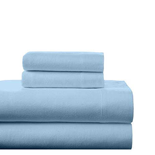 NON Sticky cotton Premium Super Single Waterbed Sheets, 4 Piece Egyptian Cotton Attached Sheet Set with 15" Deep Pocket, Soft Breathable Bedding for Waterbeds 48" x 84", Light Blue Solid NON Sticky cotton