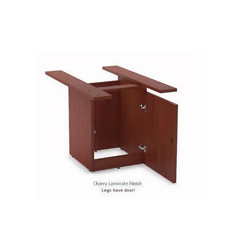 New Cherry Laminate Finish 10ft Conference Table Wood Boat Shaped Square Storage Cube Legs Doors Grommets Desk Base Meeting Room Racetrack Furniture Office Business Modern 118''L x 47-32''W x 29''H WoodArtSupply