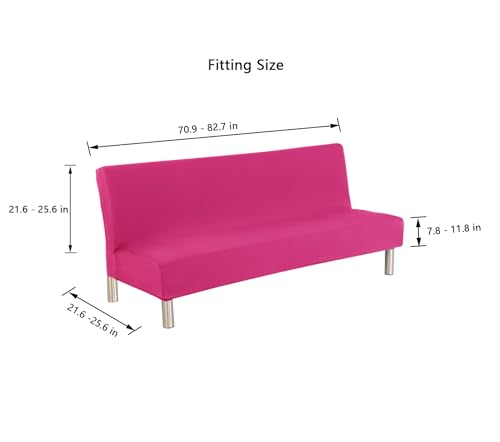 Cornasee Stretch Futon Cover Slipcover Full Size,Fully Folding Armless Sofa Bed & Couch Protector,Machine Washable (Pink) Cornasee