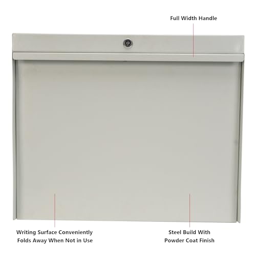 DIYTUNINGS Wall Mounted Storage Rack with Locking Fold Down Shop Desk, Space Saving Table with Storage Shelves 20" W x 3-3/8"D (Tan) DIYTUNINGS