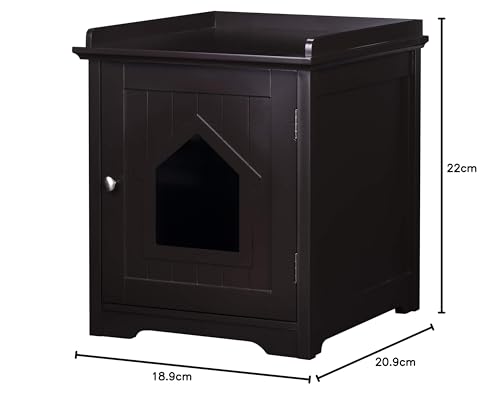 PAWLAND Cat Litter Box Enclosure, Cat House Side Table,Night Stand Pet House, Indoor Cat House, Espresso PAWLAND
