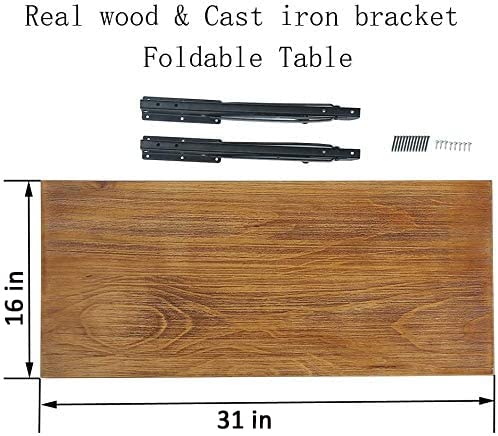 (31" Lx16 W) Industrial Rustic Folding Wall Mounted Workbench Drop Leaf Table, Dining Table Desk, Pine Wood Wall Mounted Bar Tables,Workbench,Study Table,Collapsible Butcher Block Solid Wood Table Tianman