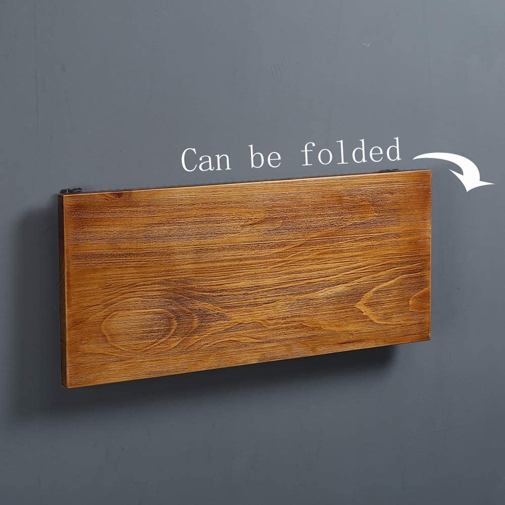 (31" Lx16 W) Industrial Rustic Folding Wall Mounted Workbench Drop Leaf Table, Dining Table Desk, Pine Wood Wall Mounted Bar Tables,Workbench,Study Table,Collapsible Butcher Block Solid Wood Table Tianman