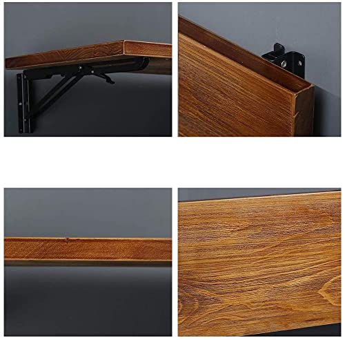 (31" Lx16 W) Industrial Rustic Folding Wall Mounted Workbench Drop Leaf Table, Dining Table Desk, Pine Wood Wall Mounted Bar Tables,Workbench,Study Table,Collapsible Butcher Block Solid Wood Table Tianman