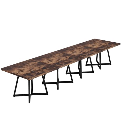 Tribesigns Square Dining Table Set of 6, 31.5" Farmhouse Dinner Table with Metal Base, Wood Kitchen Table for Dining Room, Small Space, Apartment, Rustic Brown & Black Tribesigns