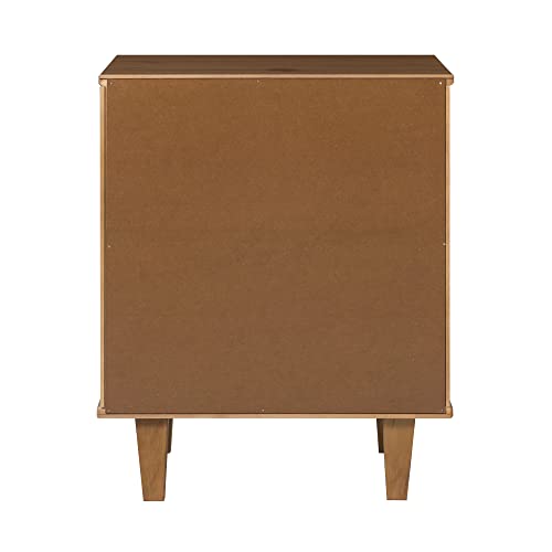 Walker Edison Sprague Contemporary Detailed Drawer Solid Wood Nightstand, 20 Inch, Caramel Walker Edison
