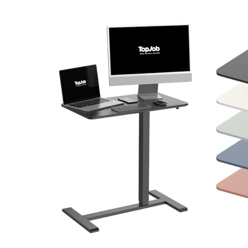 TopJob ANYDESK NEST Mobile Standing Desk, Portable with Hidden Wheels Non Folding, Sit Stand Desk, Computer Workstations, Home Use, Couch Side Table, Bedside Table, Kitchen Prep Table (Noir) TopJob