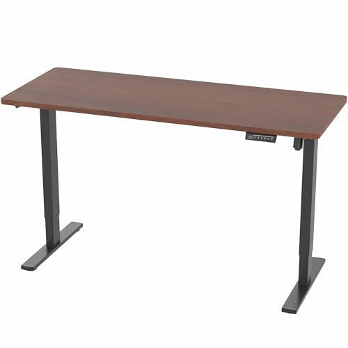 VIVO Electric 60 x 24 in Standing Desk, Memory Height Adjustment, 1B Series, Holds 220 lbs, One-Piece Dark Walnut Top, Black Frame, DESK-KIT-1B6D VIVO