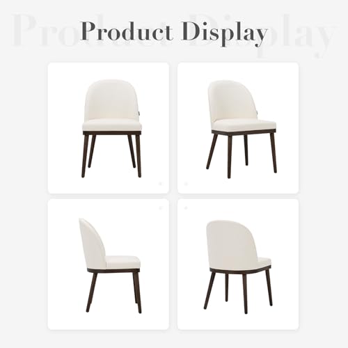 COLAMY Upholstered Dining Chairs Set of 6, Wooden Dining Room Kitchen Chairs with Wood Frame and Curved Backrest, Modern Fabric Dinner Chairs, Beige COLAMY