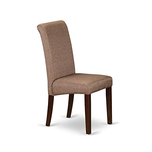 East West Furniture DOBA9-MAH-18 9 Piece Modern Dining Table Set Includes a Rectangle Wooden Table with Butterfly Leaf and 8 Brown Linen Linen Fabric Parson Chairs, 42x78 Inch, Mahogany East West Furniture