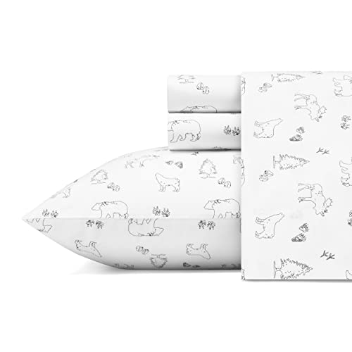 Eddie Bauer - King Sheets, Cotton Percale Bedding Set, Crisp & Cool Home Decor (Animal Tracks, King) Eddie Bauer