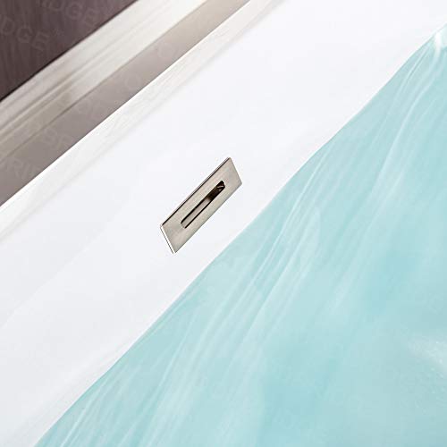 WOODBRIDGE 59" Acrylic Freestanding Bathtub Contemporary Soaking White Tub with Brushed Nickel Overflow and Drain,BTA1509 -B/N-Drain &O WOODBRIDGE