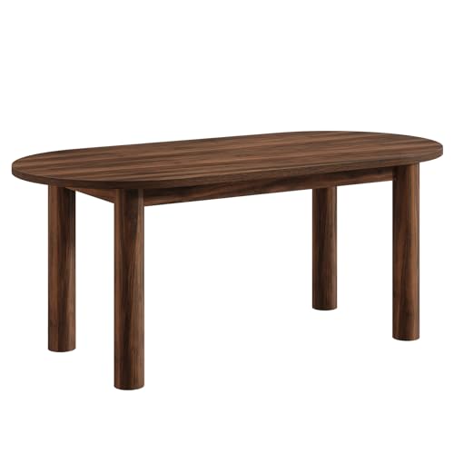 Tribesigns 63" Oval Dining Table for 6, Walnut Wooden Kitchen Table with Arc-Shaped Edge Top for Dinner Room, Living Room, Easy Assembly (Only Table) Tribesigns
