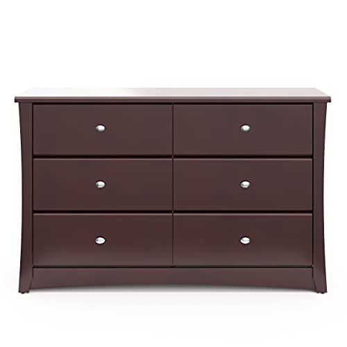 Storkcraft Crescent 6 Drawer Double Dresser (Espresso) – GREENGUARD Gold Certified, Dresser For Nursery, 6 Drawer Dresser, Kids Dresser, Nursery Dresser Drawer Organizer, Chest of Drawers STORKCRAFT