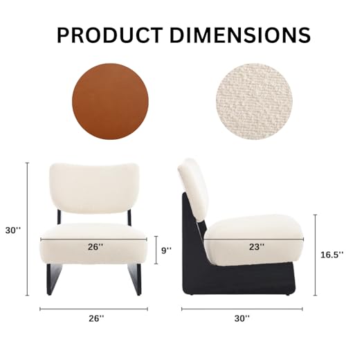 DAYALANE Brown Faux Leather Living Room Chairs Set of 2, Cozy Upholstered Armless Accent Chair for Bedroom, Black Wood Frame, Vintage Modern Lounge Reading Chair for Apartment Waiting Room Office DAYALANE