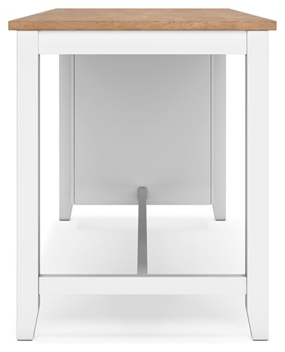 Signature Design by Ashley Gesthaven Farmhouse Counter Height Dining Table with 3 Shelves and Trestle Base, Light Brown & White Signature Design by Ashley