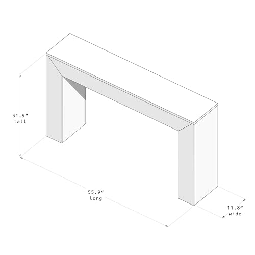 Plank+Beam Grand Console Table, 56 Inch Solid Wood Modern Sofa Table, Narrow Entryway Table for Hallway, Behind The Couch, Living Room, Foyer, Black Wirebrush Plank+Beam