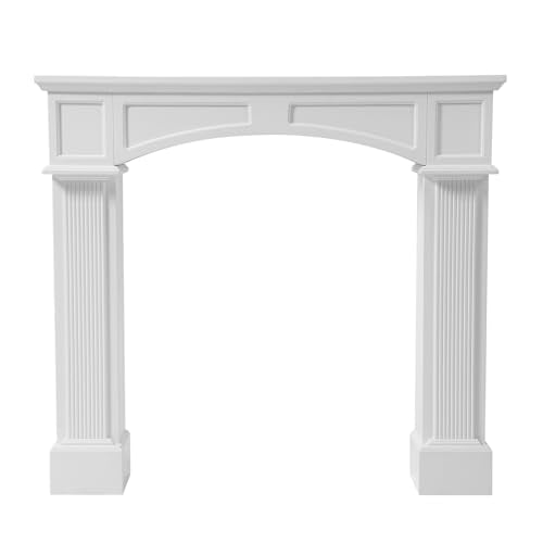 EPICOZY Modern Fireplace Mantel Surround, White Freestanding Surround Mantel for Electric Fireplaces, Waterproof & Anti-Tipping, Premium MDF Wooden Mantel with Leg for Living Room EPICOZY