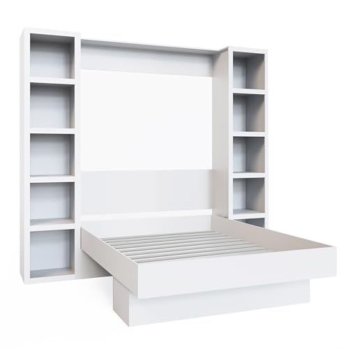 Oakland Living Easy-Lift Full Murphy Wall Bed in White with Two Bookshelves Oakland Living