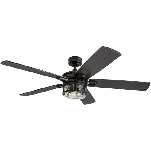 Honeywell Ceiling Fans Bonterra, 52 Inch Contemporary Indoor LED Ceiling Fan with Light and Remote Control, Dual Finish Blades, Reversible Motor - Model 50690-01 (Matte Black) Honeywell Ceiling Fans