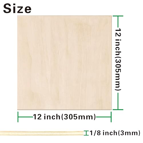 36 Pack Basswood Sheets 1/8 inch,12"x12"x1/8" Plywood Sheets,3mm Basswood for Laser Cutting,Laser Engraving Blanks,Thin Natural Unfinished Wood for Crafts,Wood Burning,Scroll Saw Cutting Ninekong