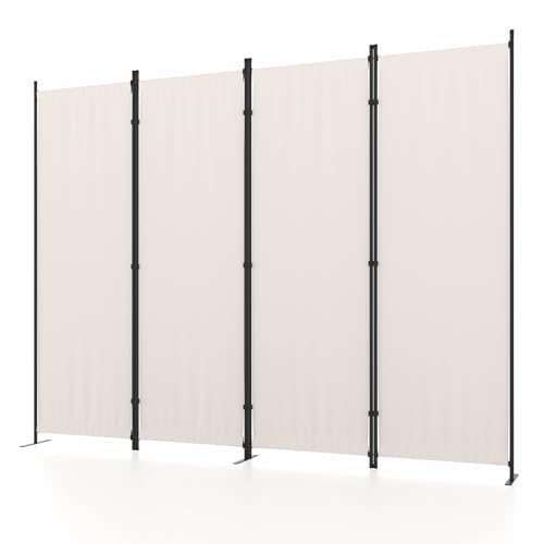 Kecreque Room Divider 4 Panel Partition Room Dividers & Folding Privacy Screens w/ 3 Metal Feet,88" W Portable Wall Doubles as a Dressing Screen Wall Divider for Office Bedroom Children's Room,White Kecreque