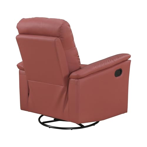 Lexicon Swivel Glider Recliner Chair, Comfy Nursery Glider, Top Grain Leather Match Recliner, Manual Reclining Chair for Living Room/Office/Apartment, Red Lexicon