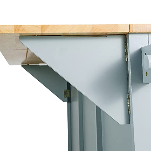 Coolove Kitchen Cart with Rubber Wood Drop-Leaf Countertop,Kitchen Island on 5 Wheels with Storage Cabinet and 6 Drawers for Dinning Room Coolove