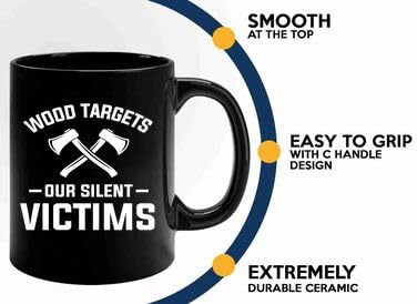 Axe Throw Coffee Mug 11oz Black -Wood targets - Sport Game Tomahawk Target Throwing wooden Competition Hunting Luxe Gifting