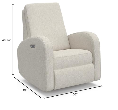 Storkcraft Santa Monica Power Recliner Swivel Glider (Dune Basketweave) – Effortless Electronic Power Recline, USB-A & USB-C Charger STORKCRAFT