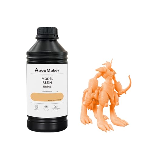 ApexMaker 3D Printer Resin Orange, Low Odor, High Precision, Quick Curing Standard Photopolymer Resin, 405nm UV Curing Photopolymer Resin 3D Printing Liquid for LCD DLP SLA 3D Printers 1kg ApexMaker