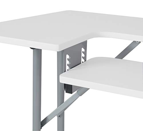Sew Ready Folding Multipurpose Sewing Table - 47.5" W x 28" D Foldable White Hobby and Sewing Machine Table with Adjustable Shelf - Can Also Be Used as Computer Desk Sew Ready