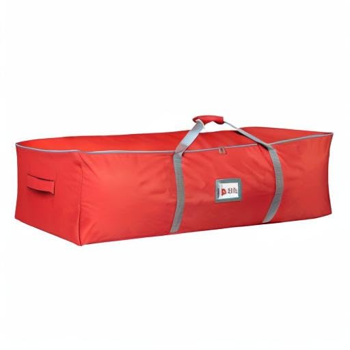 Dadouman Heavy Duty Oxford Christmas Tree Storage Bag with Extra Padded Handles| Waterproof Oxford Artificial Tree Storage Bag | 51" L x 16" W x 16" H, ID Card Included (Red) DADOUMAN