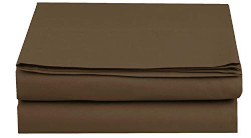 Elegant Comfort Premium Hotel Quality 1-Piece Flat Sheet, Luxury and Softest 1500 Premium Hotel Quality Microfiber Bedding Flat Sheet, Wrinkle-Free, Stain-Resistant, Twin/Twin XL, Brown Elegant Comfort