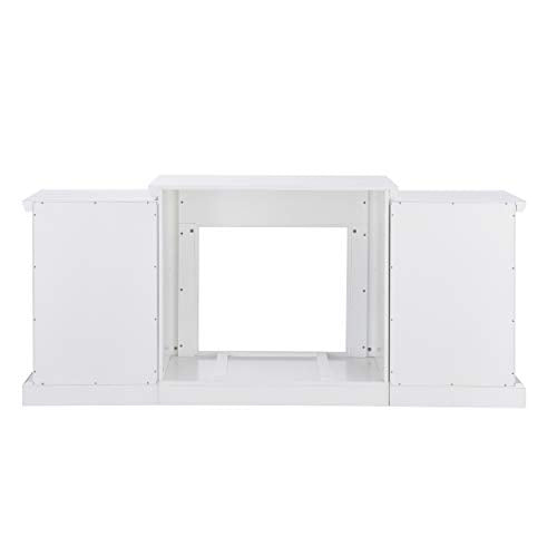 SEI Furniture Gallatin Faux Stone Electric Fireplace with Bookcases, New White SEI Furniture