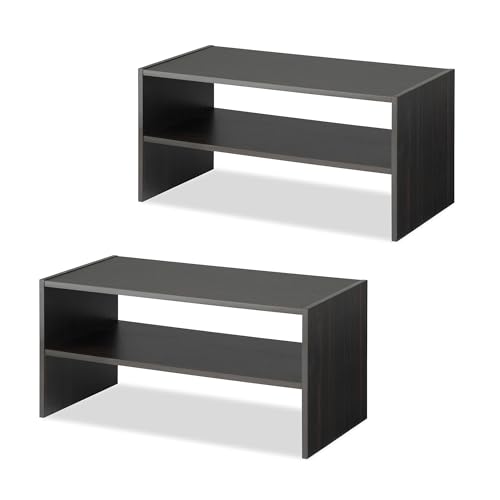 Whitmor Wood Stackable 2-Shelf Shoe Rack, 24 INCH, Espresso,2 Pack Whitmor